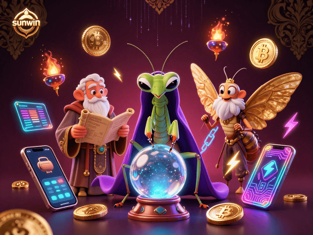 Engage with sunwin's thrilling casino adventure featuring a fortune teller and crypto elements.