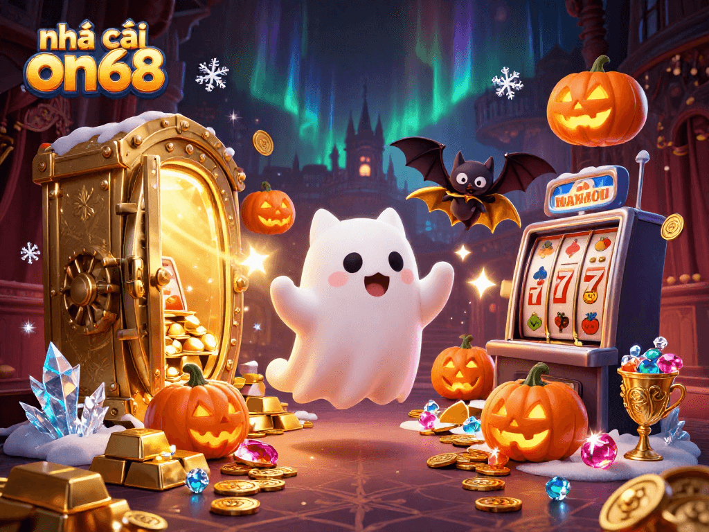 Experience action and fortune at nhà cái on68 with a ghost cat and treasure in a haunted casino.