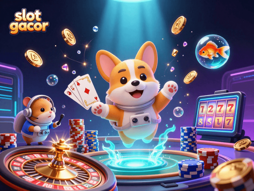 Experience slot gacor excitement with this vibrant 3D space casino illustration featuring interstellar fun.
