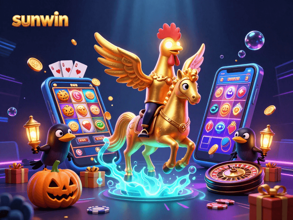 Experience thrilling slots with sunwin: golden rooster leads a vibrant midnight casino adventure!