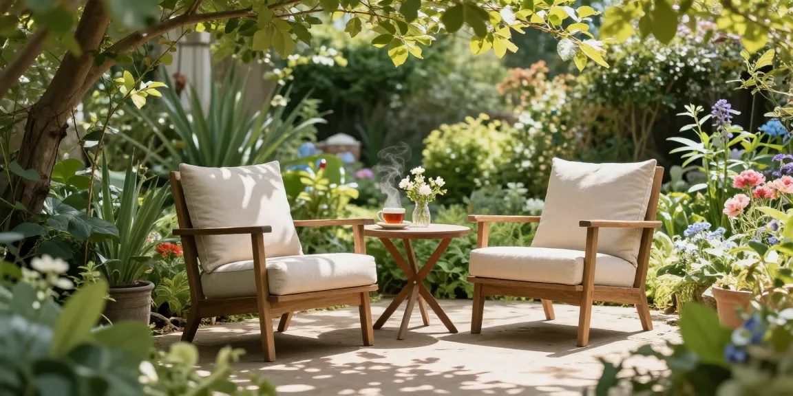 Stylish Charles Taylor companion seats in a tranquil garden setting, perfect for relaxation.
