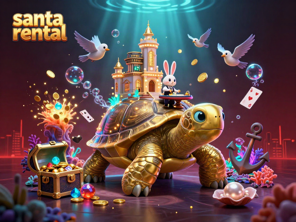 Experience the magic of a Santa rental with this vibrant 3D casino illustration.