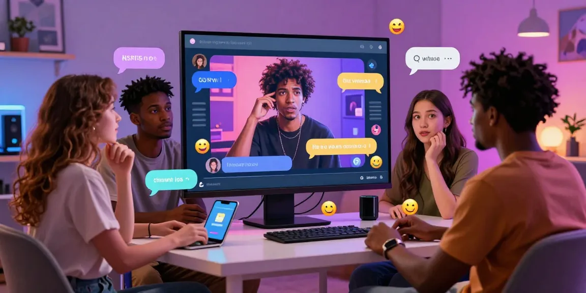 Engaging NSFW AI chat scene with diverse characters in interactive conversation showcasing innovative technology.