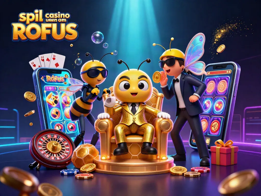 Engage in spil casino uden om ROFUS with vibrant 3D characters in an alluring casino setting.