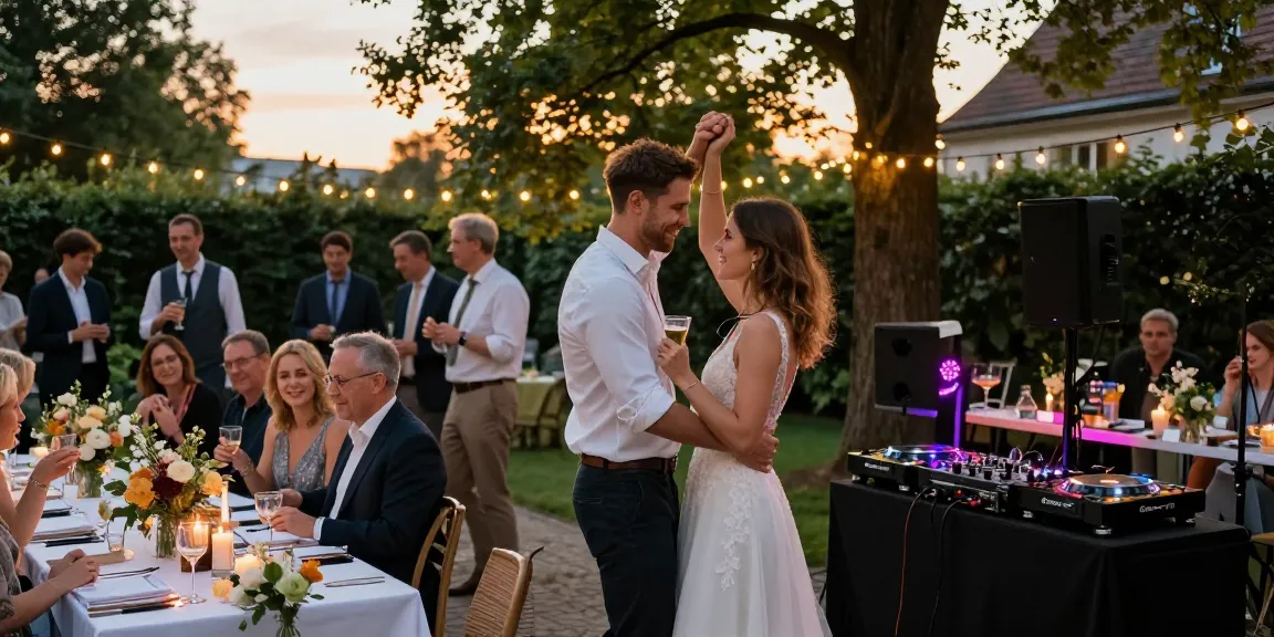 Hochzeit DJ Berlin mit tanzendem Paar und festlicher Atmosphäre im Freien