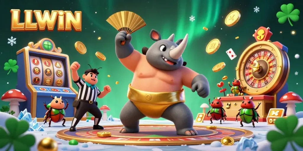 Experience thrilling moments with LLWIN in an energetic live casino featuring the rhinoceros beetle champion and dynamic game elements.