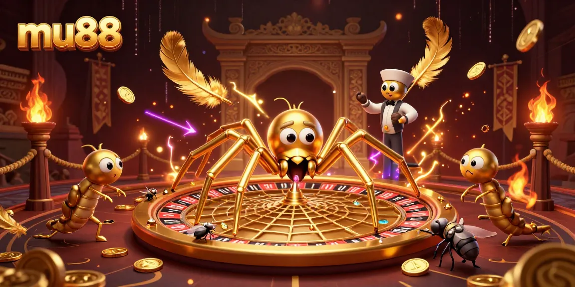 Engage in thrilling bets at mu88 with a spider-themed roulette illustration.