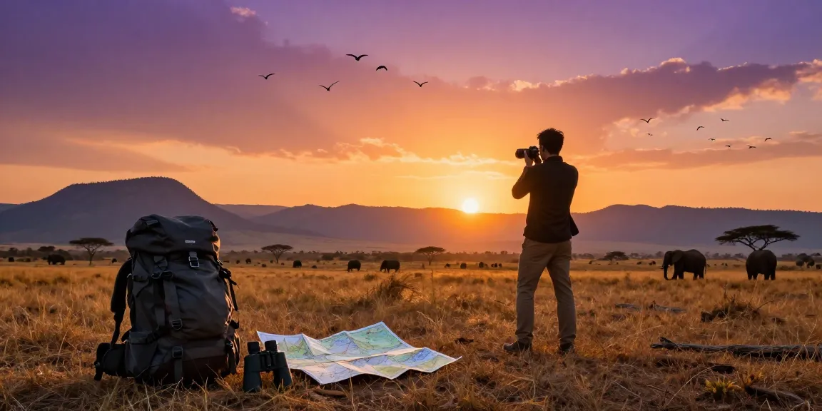 NAGA2000 traveler capturing sunset at Kidepo Valley with wildlife backdrop