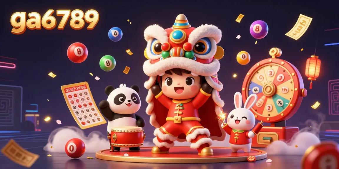 Experience the excitement of ga6789's vibrant lottery scene with dynamic characters and colorful balls.