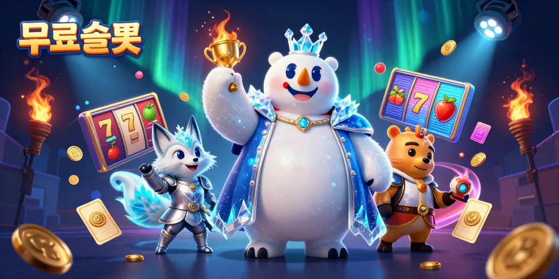Experience 무료슬롯 action with slot reels and a majestic polar bear in a dynamic casino scene.