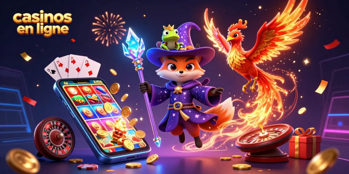 Jouez aux casinos en ligne avec un sorcier aux côtés d'un phénix et une grenouille enchantée.