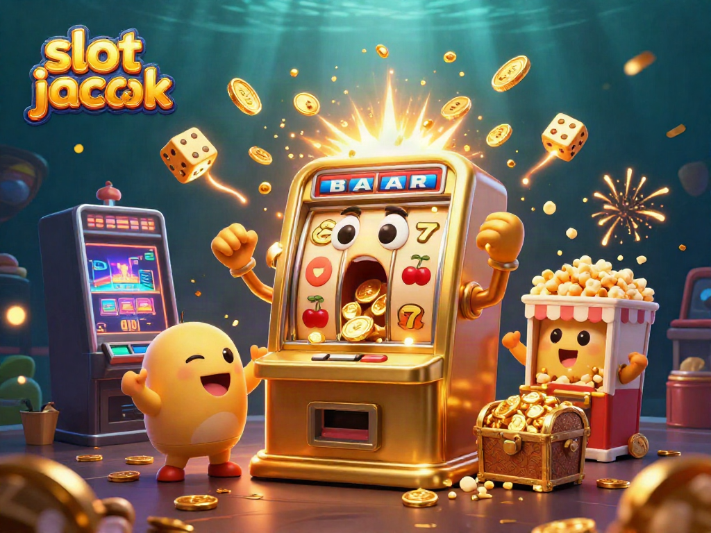 Experience the thrill of a slot jackpot with a golden machine celebrating a coin explosion!