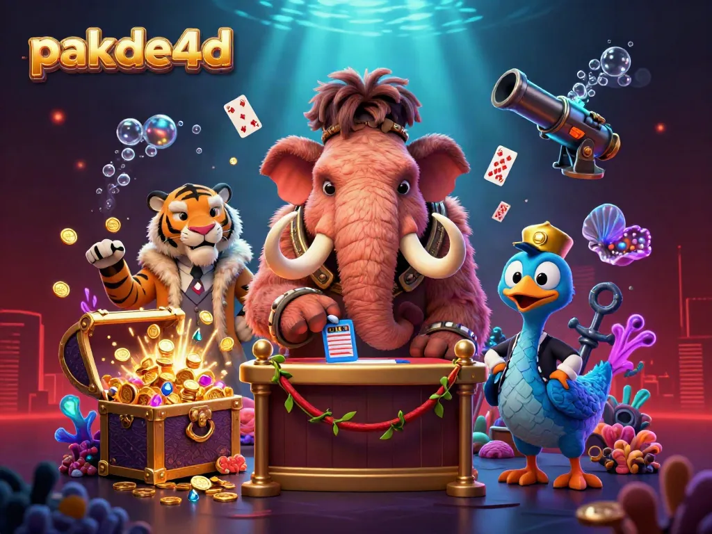 Experience pakde4d through thrilling visuals of a dynamic casino scene featuring unique characters and vivid game elements.