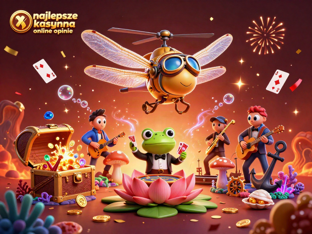 Engage in the rich visuals of najlepsze kasyna online opinie with animated characters in a vibrant casino scene.