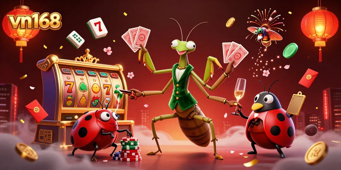 Experience vn168 casino action with a giant praying mantis card sharp and luxurious gaming elements.