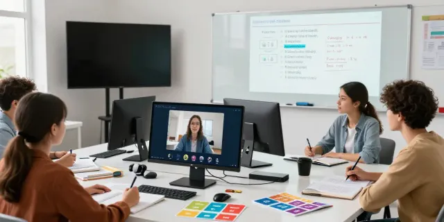 Students actively participating in an online English course, showcasing the interactive learning experience for Situs toto enthusiasts.