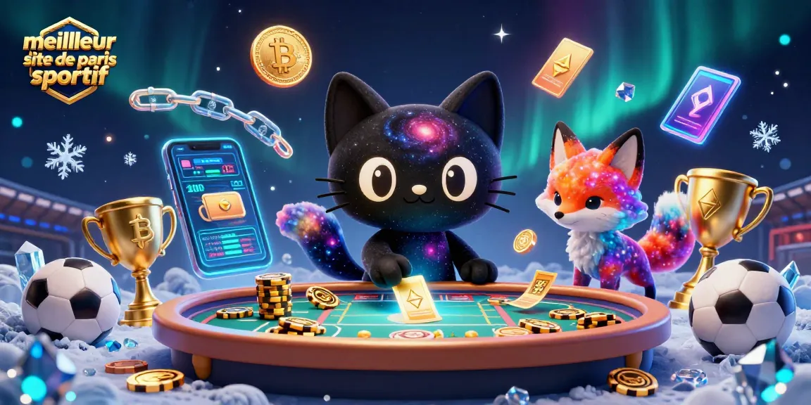 Meilleur site de paris sportif : mise en scène dynamique de paris sportifs illustrée par un chat noir de trou noir.