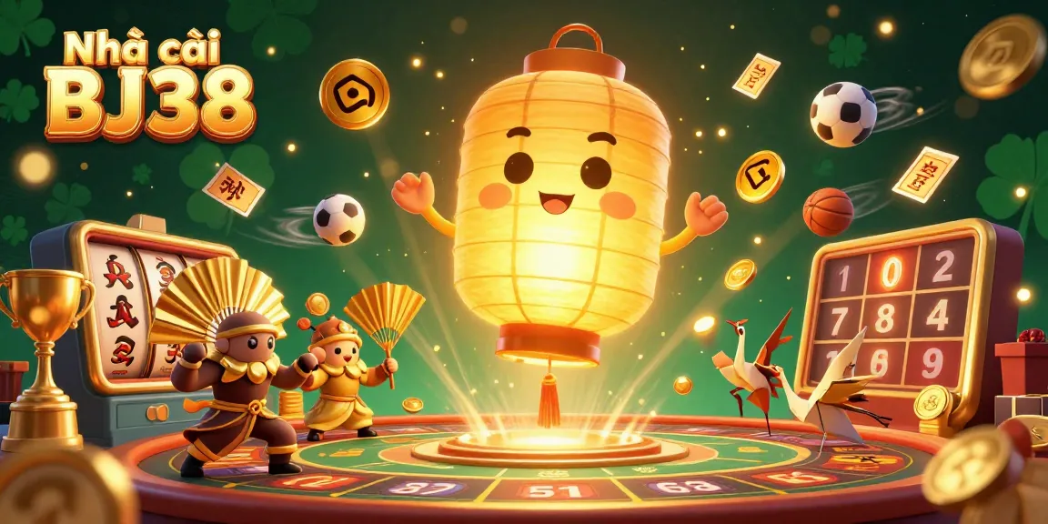 Experience the thrill of betting at Nhà cái BJ38, hosting vibrant 3D casino games with golden elements.