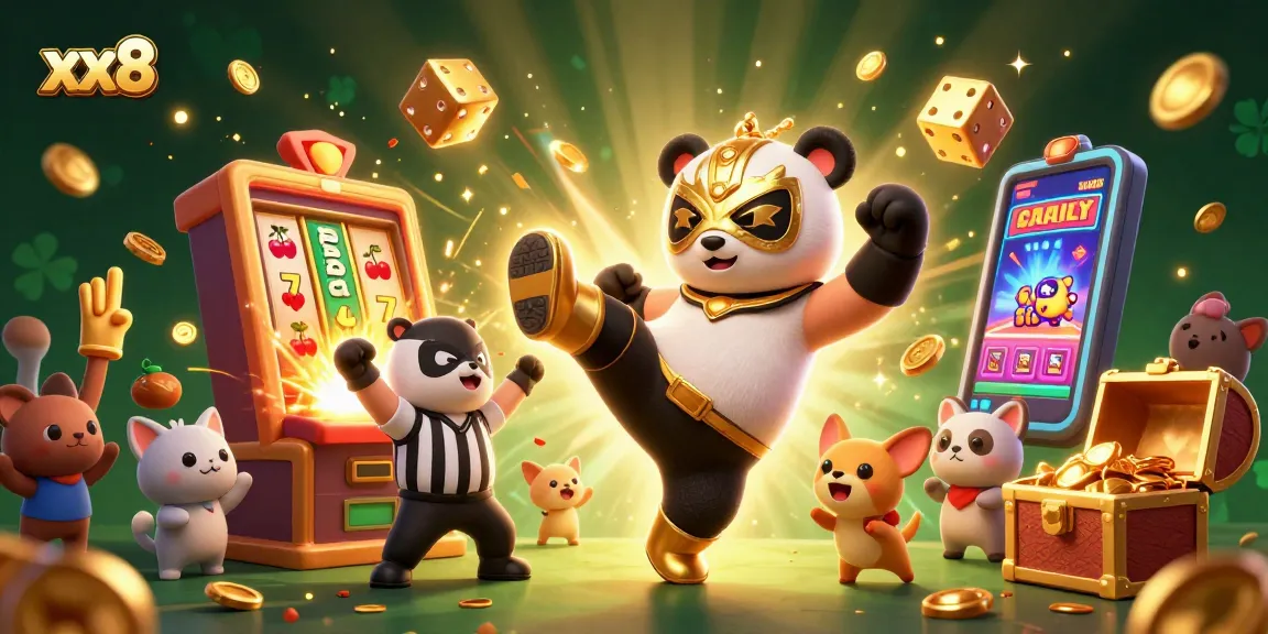 Experience the excitement of xx8 casino gaming with a vibrant 3D illustration showing a dynamic wrestling showdown.