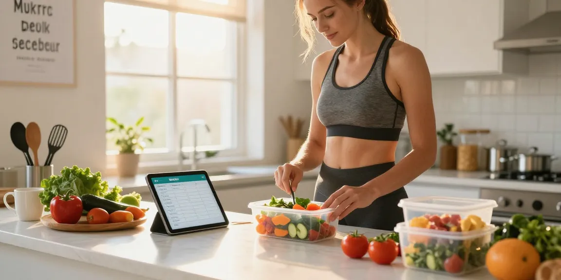 Using the best macro tracking app while preparing a healthy meal in a bright kitchen.