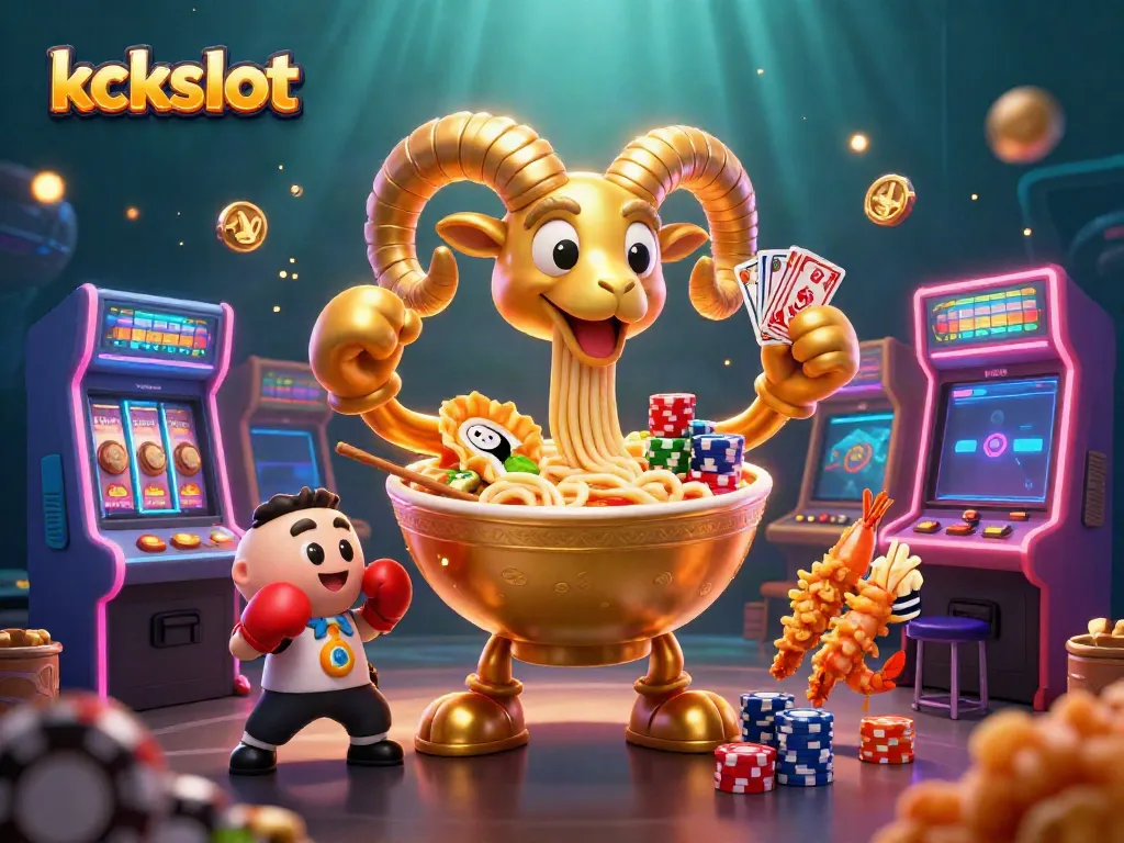Kckslot menghadirkan ilustrasi kasino 3D penuh warna dengan karakter menarik, mesin permainan, dan efek cahaya yang menyenangkan.