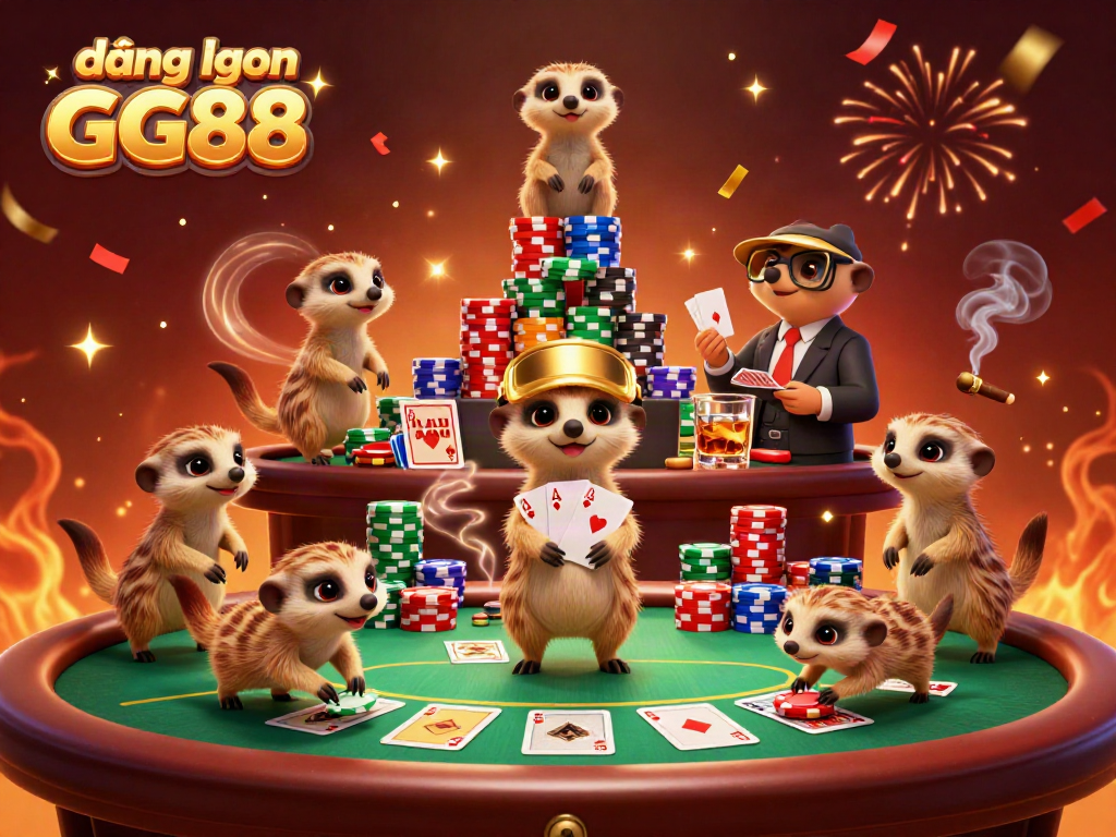 Experience the vibrant world of đăng nhập GG88, filled with dynamic meerkat characters in a bustling casino.