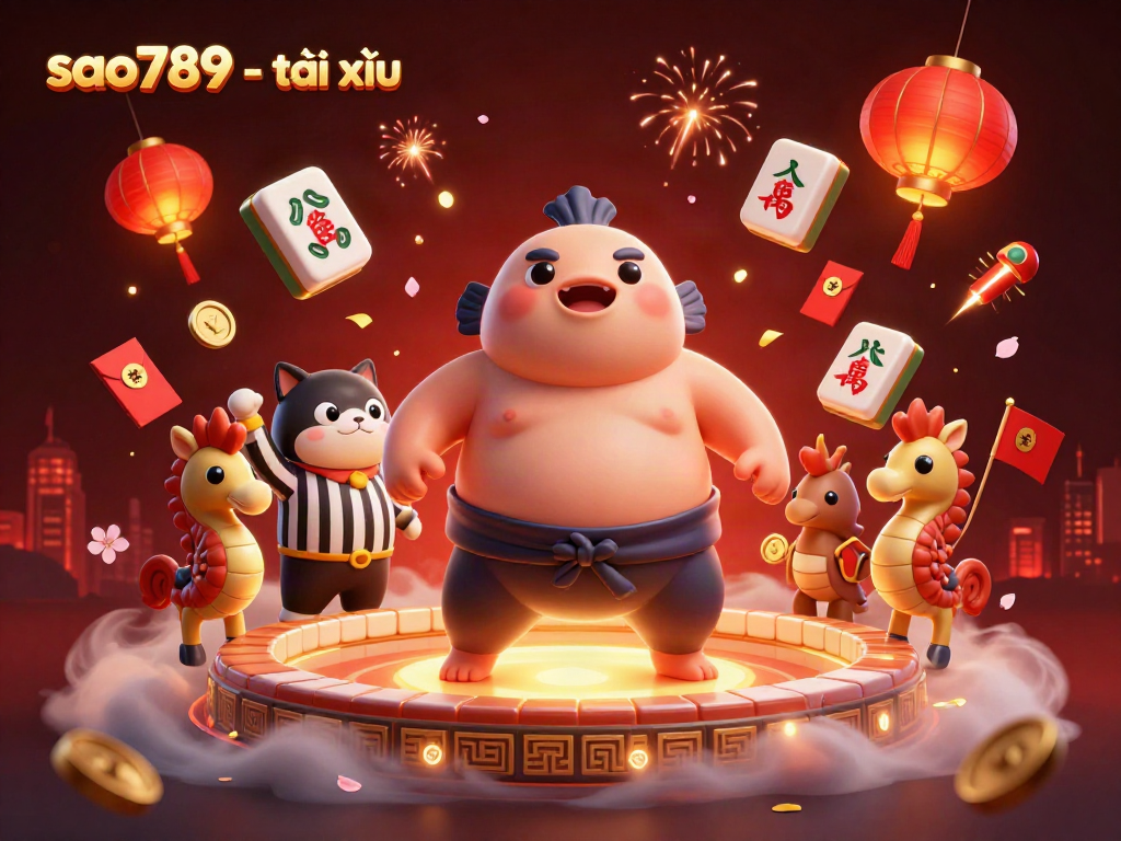 Sao789 - tài xỉu illustration showcasing a playful fugu and catfish referee amidst a vibrant underwater setting with gambling elements.