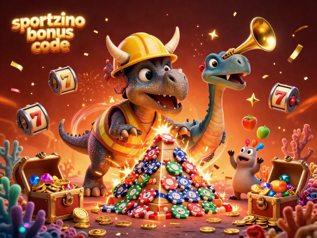 Celebrate winning opportunities with the sportzino bonus code in this vibrant casino-themed illustration.