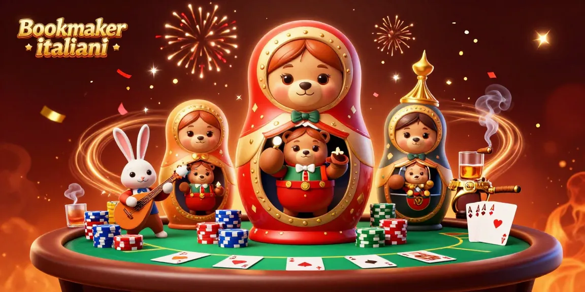 Giocare nei bookmaker italiani con magiche illustrazioni di casinò e simboli d'azzardo.