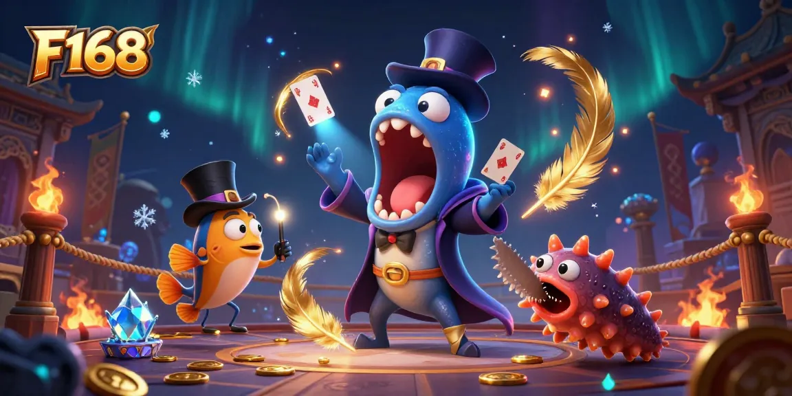 F168 showcases a vibrant deep-sea gambling scene with enchanting characters and magical elements.