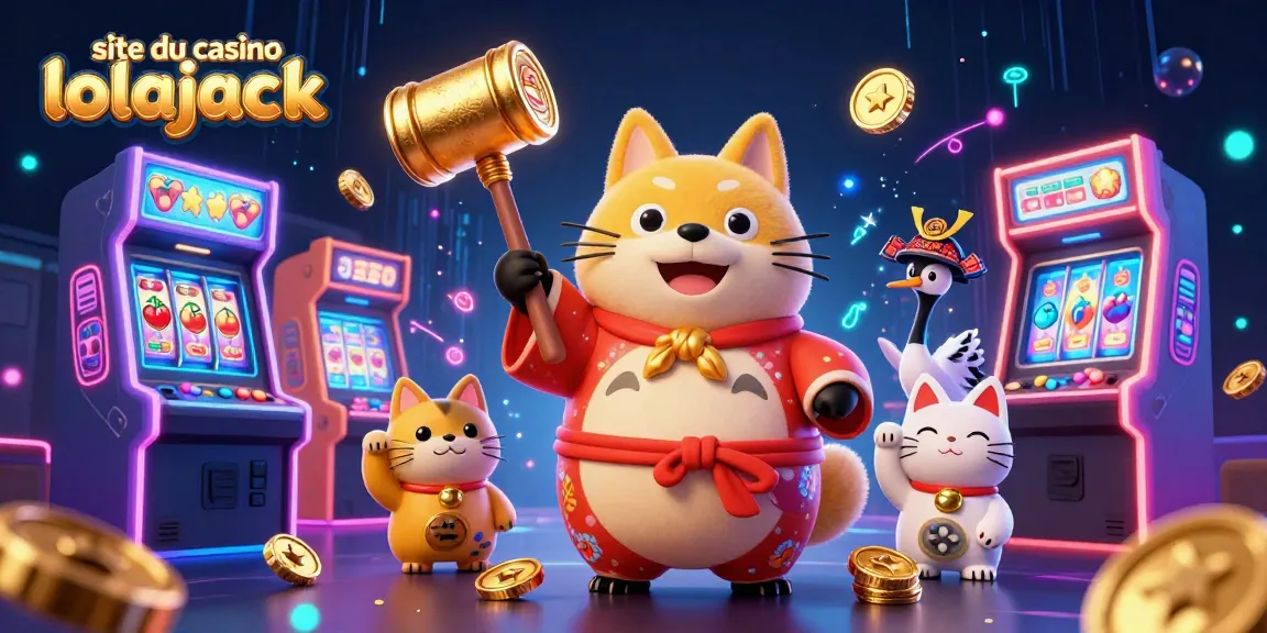 Engage with thrilling slots at site du casino lolajack, featuring a lively tanuki and colorful gaming elements.