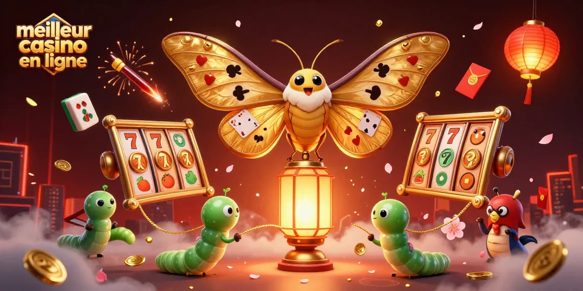Illustration dynamique du meilleur casino en ligne avec une nuit festive, captivant les joueurs avec ses lumières et jeux