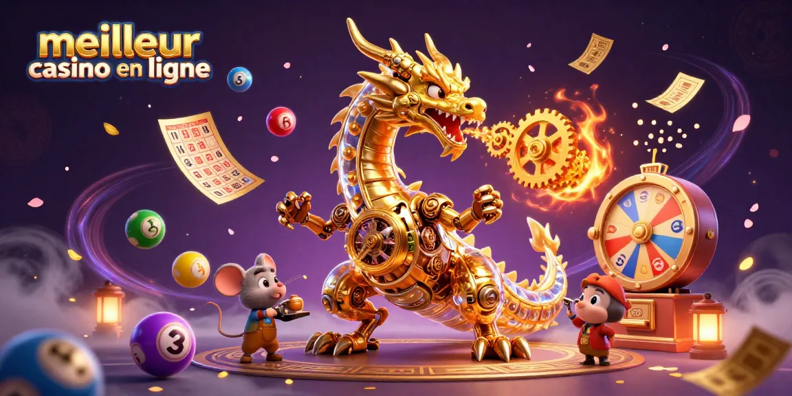 Jouez au meilleur casino en ligne avec des jeux captivants et un dragon doré animé.