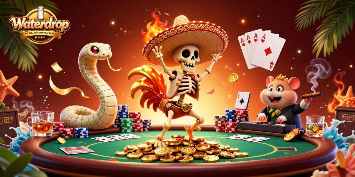 Experience the vibrant scene featuring Waterdrop PT-04C-A Alkaline Water Filter Pitcher in a lively poker atmosphere with engaging characters.