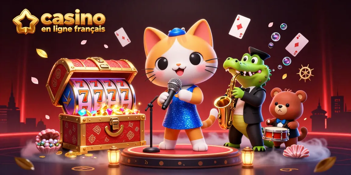 Découvrez les fonctionnalités des jeux de casino en ligne français avec une scène dynamique de personnages animés.
