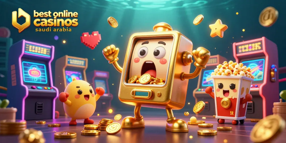 Experience the excitement at the best online casinos Saudi Arabia with colorful gaming machines and joyful characters.