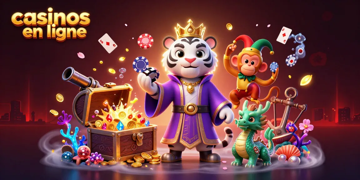 Vivez l'excitation des casinos en ligne avec un tigre, un singe et un dragon dans un monde coloré.