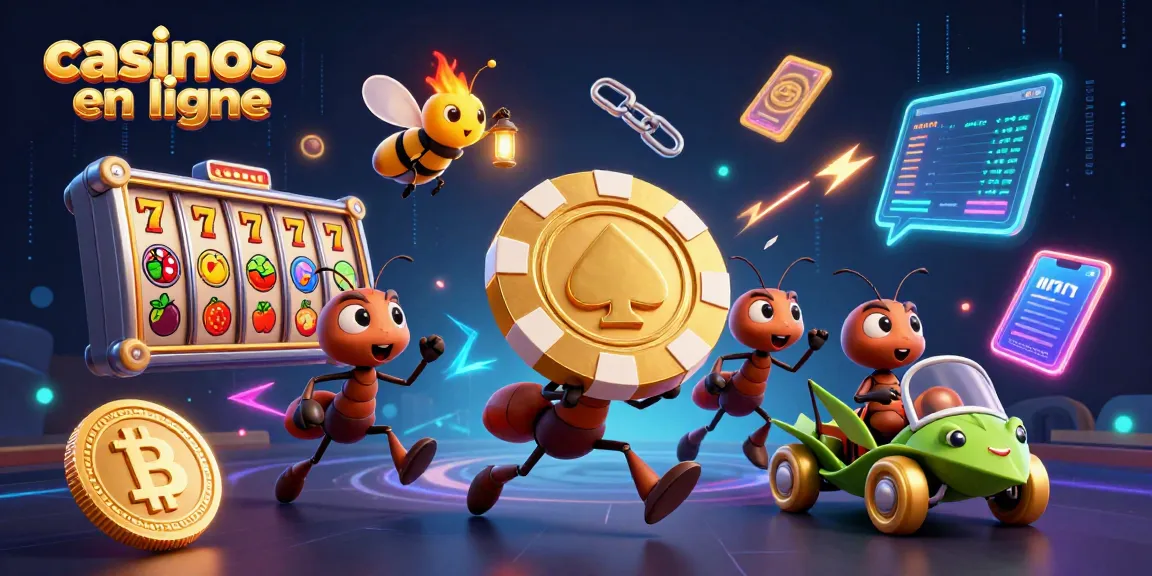 Les fourmis transportent une grosse puce de poker dans un tunnel, illustrant les casinos en ligne.