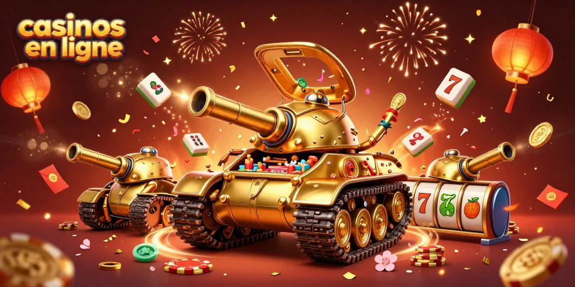 Profitez des casinos en ligne avec des jeux de machine à sous fascinants dans une illustration festive.