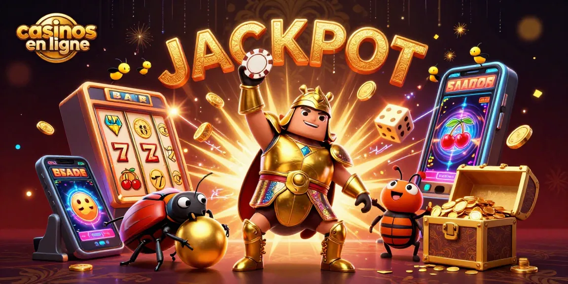 Gagnez avec les meilleurs casinos en ligne grâce à une illustration animée de jackpot.
