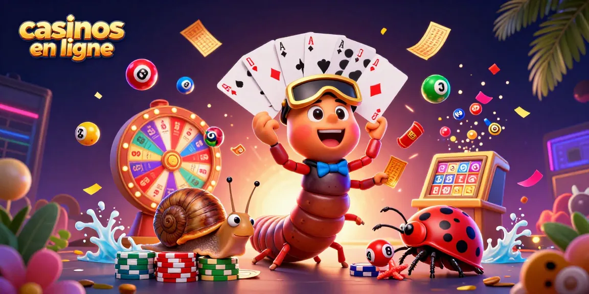 Profitez des casinos en ligne avec des personnages de jeu dynamiques et colorés dans une scène captivante.