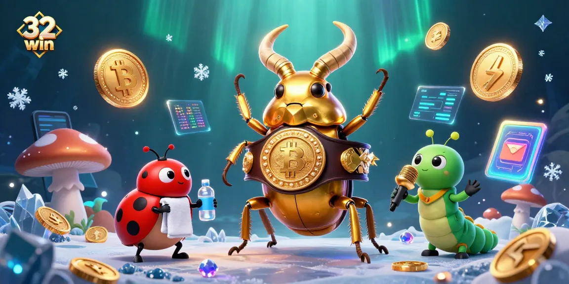 Engage with 32win's vibrant casino scene featuring a champion beetle in action.