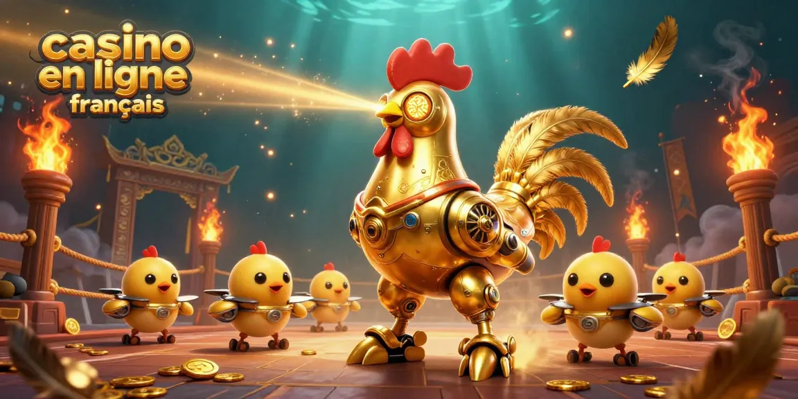 Expérimentez le jeu dans un casino en ligne français avec un robot coq doré et ses drones charmants.
