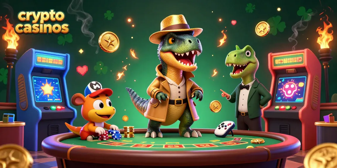 Le velociraptor compte-cartes dans un casino crypto attire l'attention auprès du croupier stegosaurus.