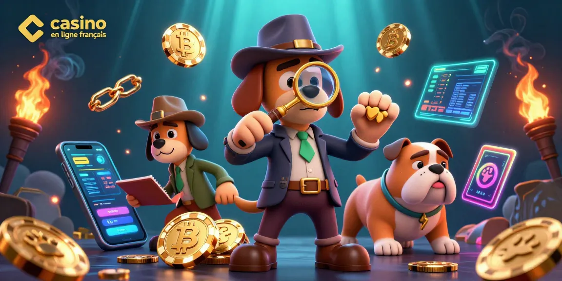 Jouer au casino en ligne français avec un détective canin à la recherche d'indices scintillants.