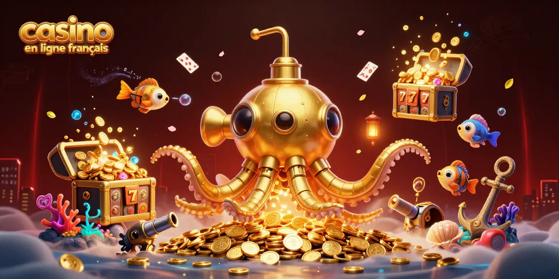 Plonger dans le monde captivant des jeux de casino en ligne français avec une illustration dynamique de la kraken dorée.