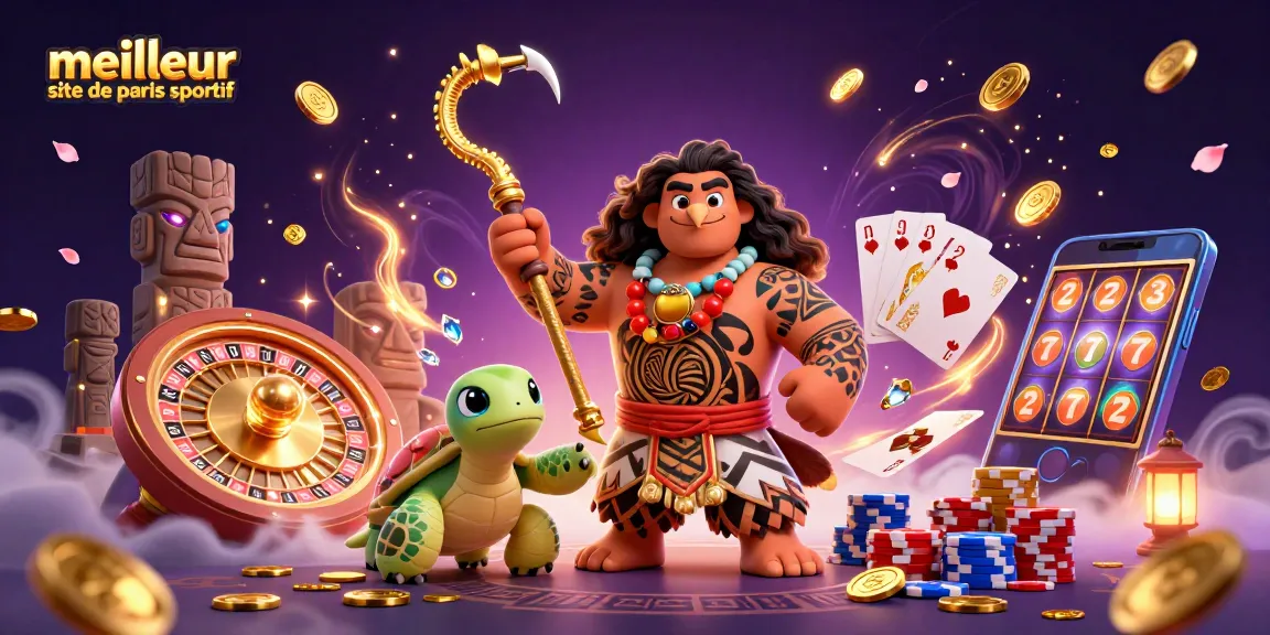Illustration dynamique représentant le meilleur site de paris sportif avec des éléments de jeu et des personnages animés.