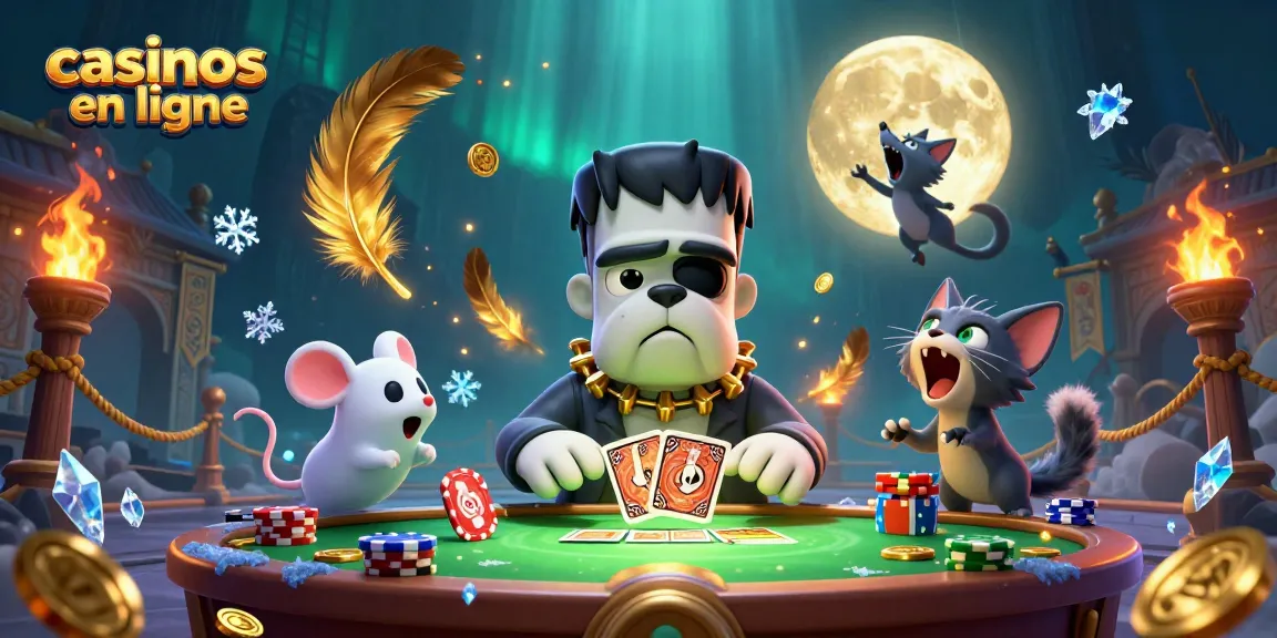 Jouez sur des casinos en ligne avec ce cartoon vibrant mettant en scène des personnages de casino.