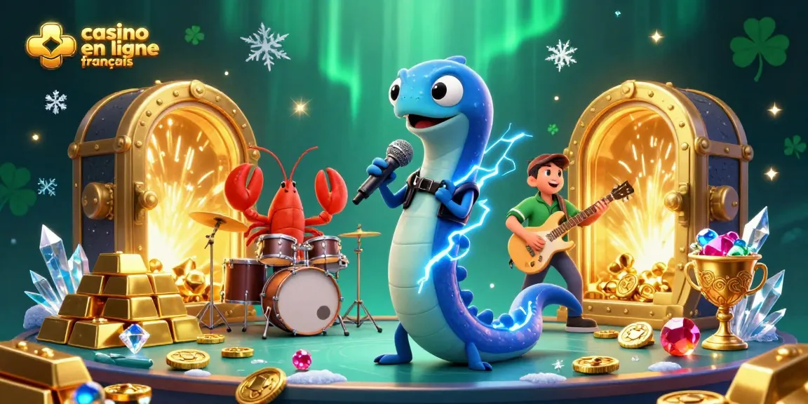 Animation captivante de casino en ligne français avec une anguille DJ et ses musiciens marins