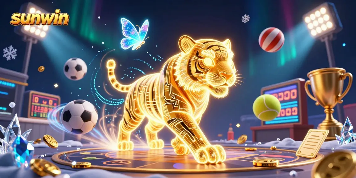 Experience thrilling gaming with sunwin's golden tiger in a vibrant casino landscape.